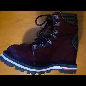 Moncler pony hair burgundy boots. Never worn.